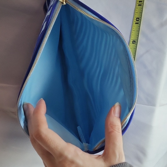 Estee Lauder x Quentin James Makeup bag 5 x 10" blue stripes New cosmeti… - Picture 6 of 7